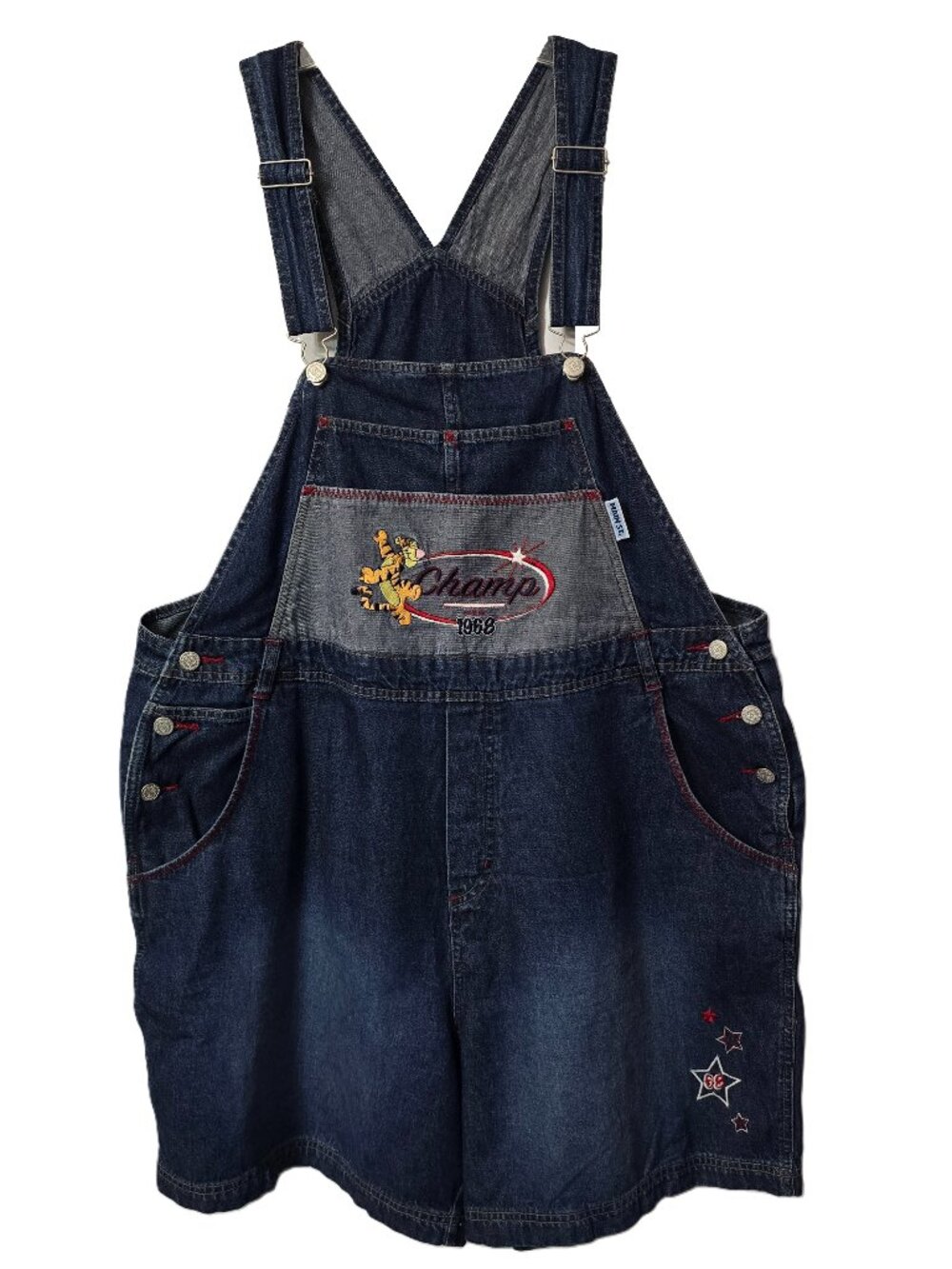 Vintage Disney Tigger Denim Overalls 18W 20W Plus Shortalls Embroidery Pooh 90s